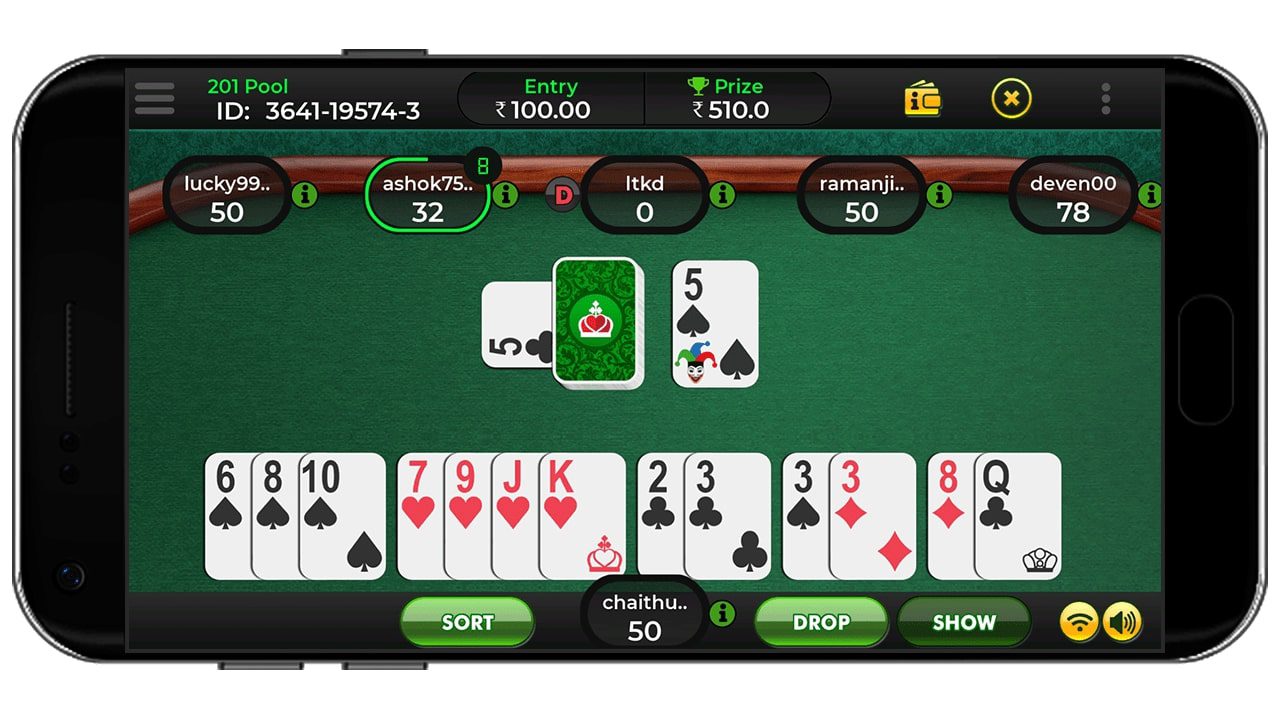 valued rummy app game screen